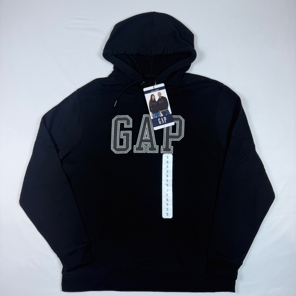 Gap Logo Hoodie Adult Small Black Fleece Pullover NWT‎ GP009969